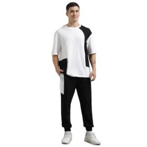 NOBERO Men's Cotton Oversized Casual Round Neck Co-Ord Set for Casual Sleepwear & Loungewear Set & Night Suits Set