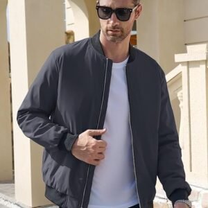 MAGCOMSEN Winter Jacket for Men Bomber Casual Jackets Full Zip Windproof Warm Jacket Quilted Padded Coat