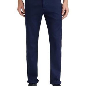 Van Heusen Men's Mid Rise Soild Premium Cotton Regular Fit Flat Front Casual Trouser Chinos