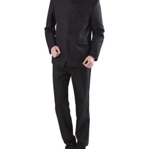 Chinese Tunic Suits Mandarin Collar Formal Black Suit Slim Fit Front Button Japanese School Uniform Groom Dress
