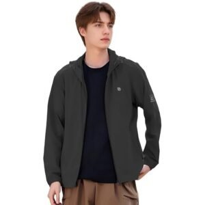 Venzina® UPF 50+ Sun Jacket for Men Long Sleeve Zip-up Sun Jacket with Zip Pocket, Removable Hat, Quick Dry Loose-fit UV Protection Clothing for Driving, Riding, Hiking