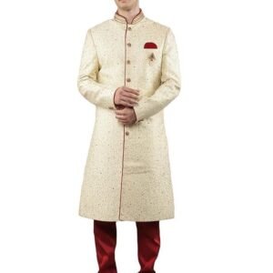 Manish Creations Men's Slim fit Floral Embroidery Ethnic Sherwani Set