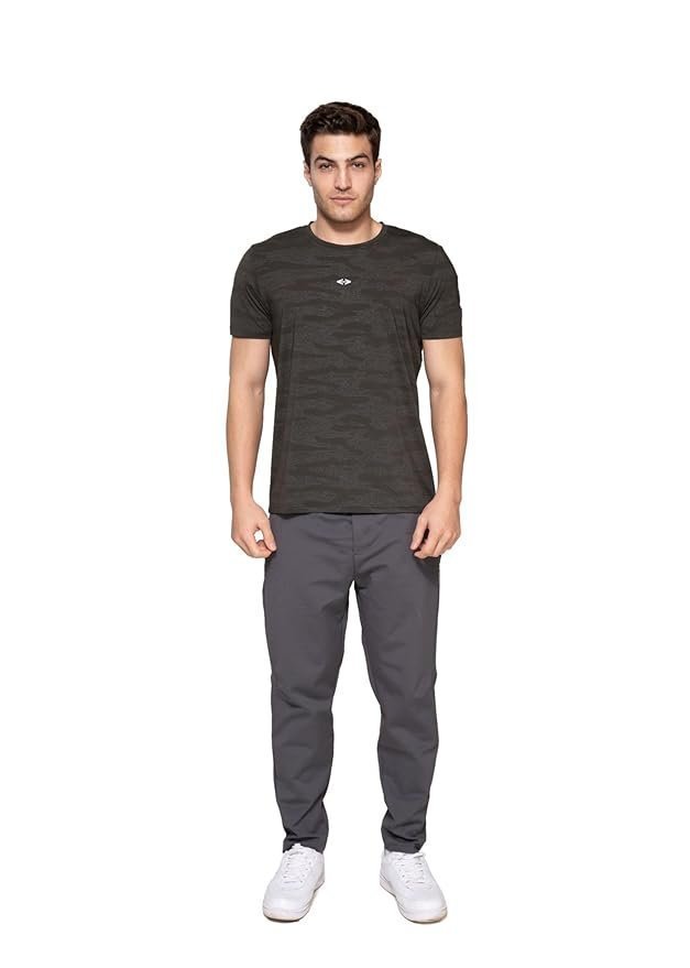 STRCH Men's Nylon Half Sleeve T-Shirt Regular Fit - Workout Activewear for Gym, Quick Dry Training, Running, Fitness, Jogging, Exercise, Casual Wear.