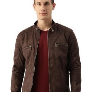 Leather Retail Coffee-Colored Suede Jacket For Men's