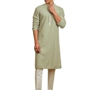VASTRAMAY Men's Rayon Kurta And Pyjama Set - This men's kurta, pant set exudes elegance with its intricate design and sophisticated color palette.