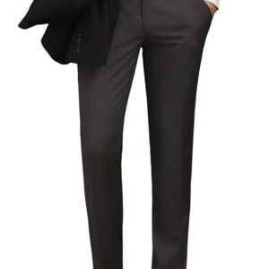 Louis Philippe Men's Regular Fit Mid Rise Premium Fabric Pleated Formal Trouser