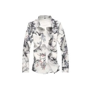 ZAFONI Men Shirts, Plus Size Men Shirt Autumn Printing Long Sleeve Shirts Mens Clothes Casual Shirts Men