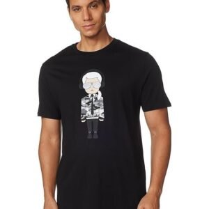 Karl Lagerfeld Paris Reflective T, Karl Character with Headphones Short Sleeve Crew Neck Men’s Shirt