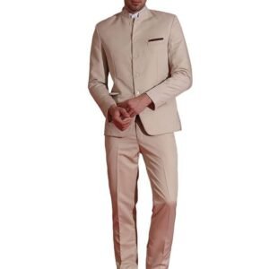 TAHVO Men's 2-Piece Suit Set | Self Designed Regular Fit Bandhgala Blazer with Trouser for Men | Jodhpuri Suit for Formal Events & Weddings